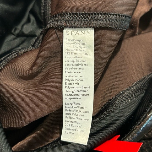 SPANX Sz M Crocodile Embossed Leggings Comfort Waist Ankle Length Dark Brown - Picture 11 of 11